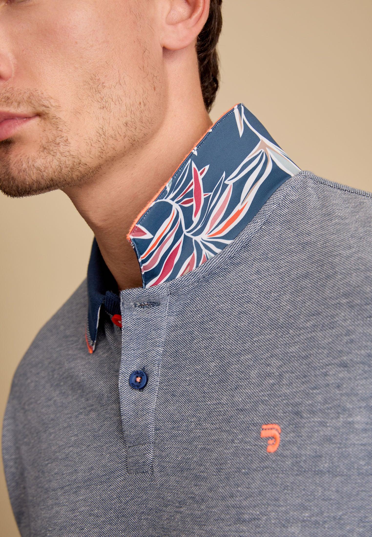 Polo homme bleu avec col contrasté – Image 6