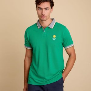 Polo homme vert logo soleil sur la poitrine