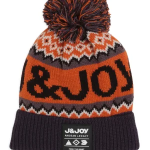 Bonnet garçon bleu et rouge avec logo J&JOY