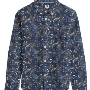 Chemise garçon bleue avec imprimé floral