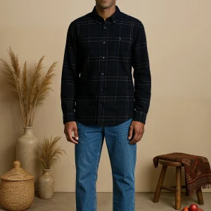 Chemise homme bleue en velour