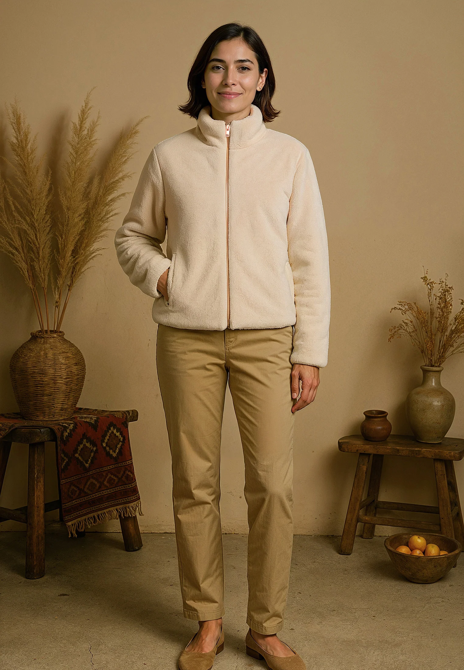 Polar femme beige zippé – Image 4