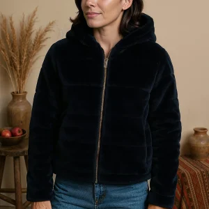 Polar femme bleu marine zippé