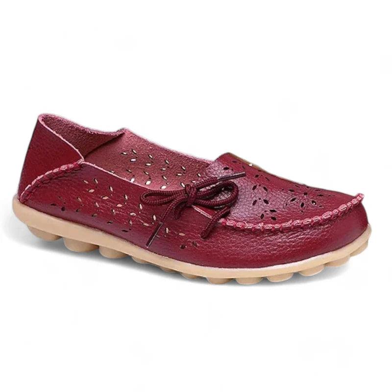 mocassin orthopédique femme ajourés en cuir fendu – Image 3