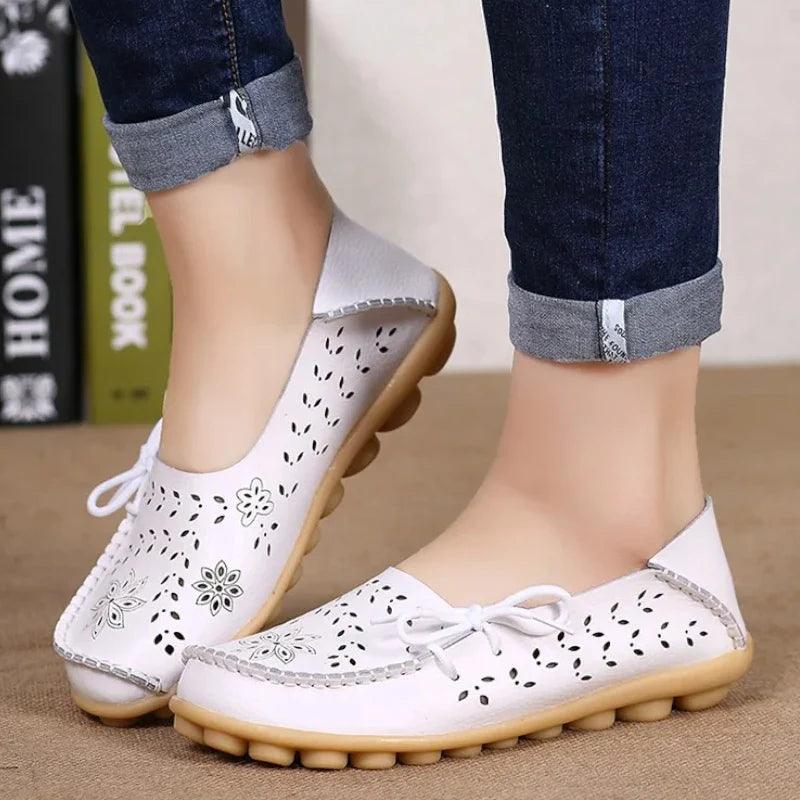 mocassin orthopédique femme ajourés en cuir fendu – Image 8