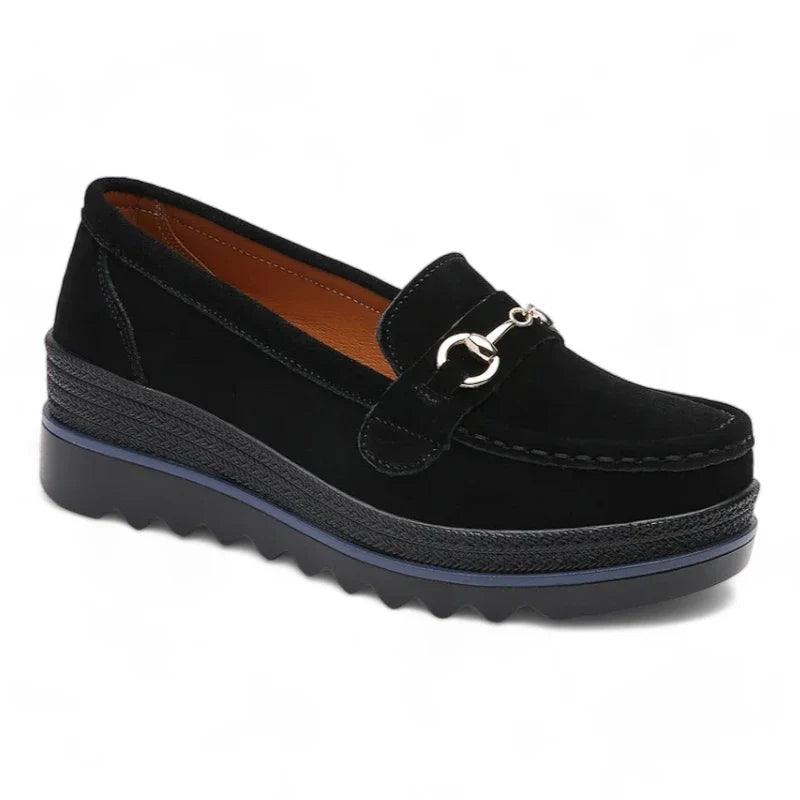 mocassin orthopédique femme compensés en daim – Image 3