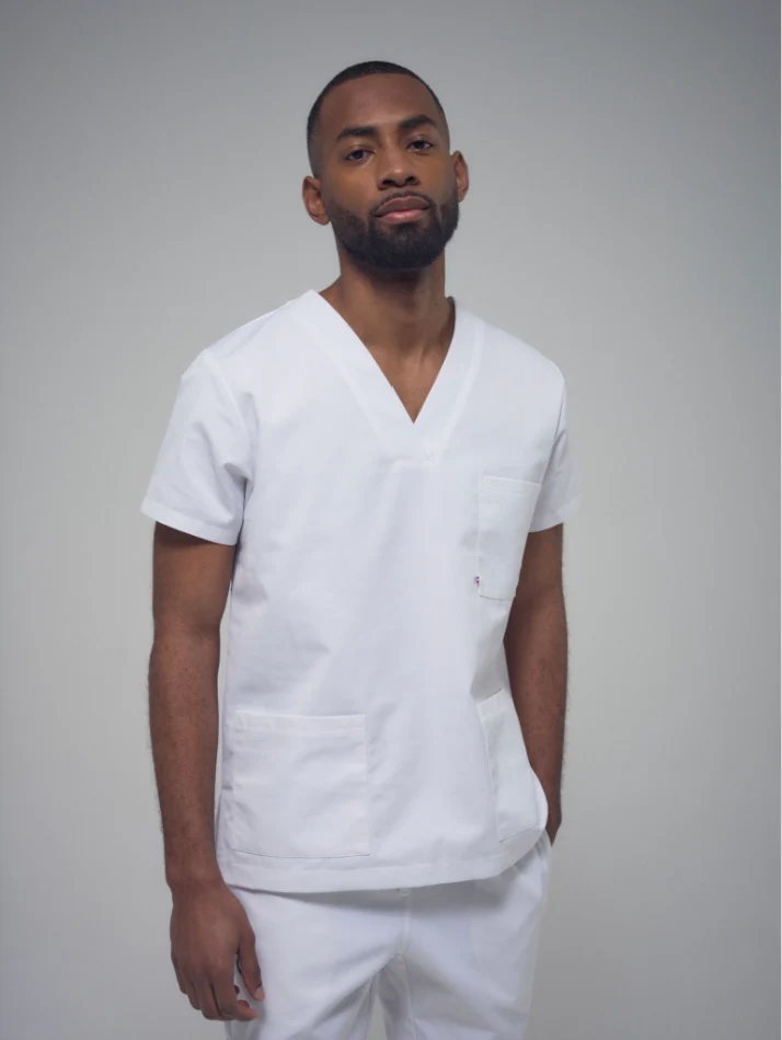 Blouse médicale homme à trois poches et col en V Zeus