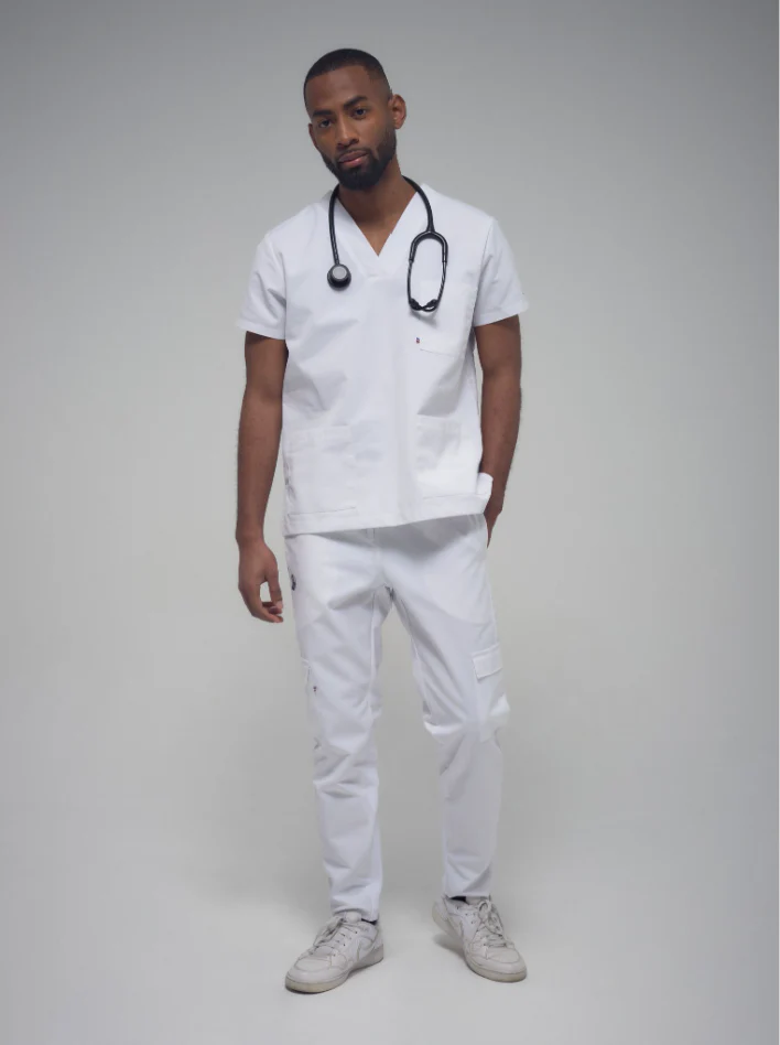 Blouse médicale homme à trois poches et col en V Zeus – Image 5