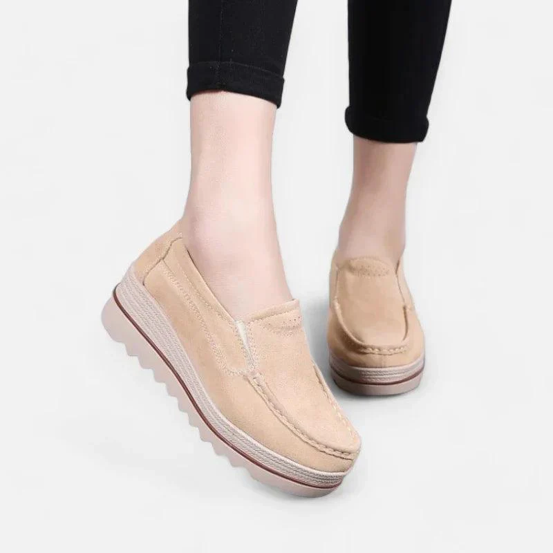 mocassin orthopédique femme compensés en faux daim – Image 2