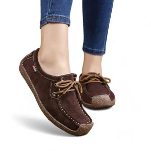 mocassin orthopédique femme en daim à lacets