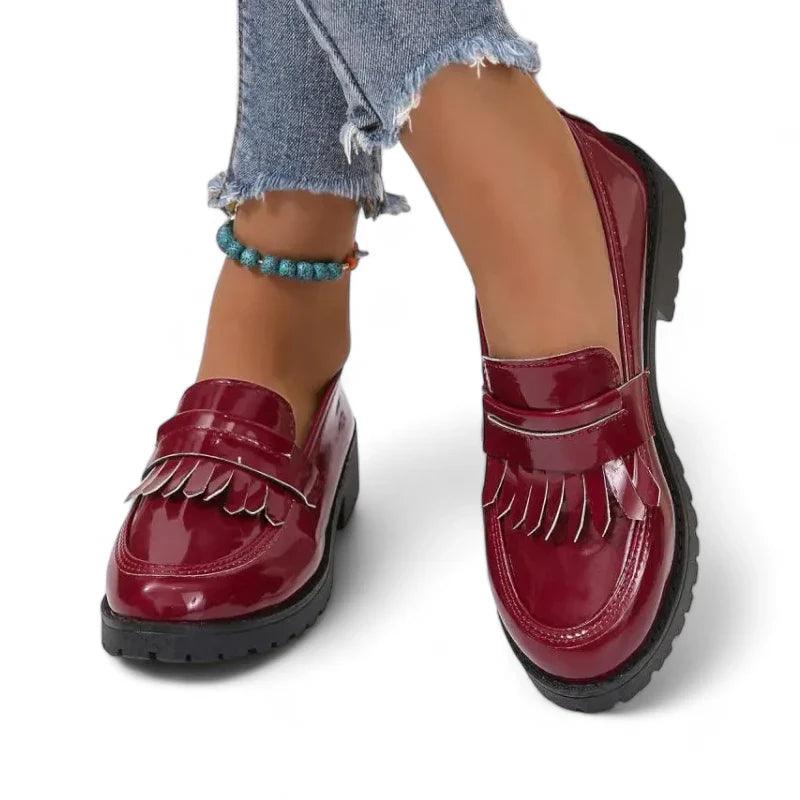 mocassin orthopédique femme vernis à franges – Image 4