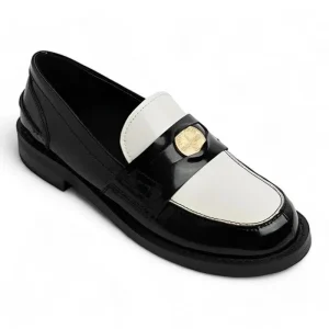 mocassin orthopédique femme bicolores en cuir verni