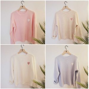 Pull extra doux coeur poitrine