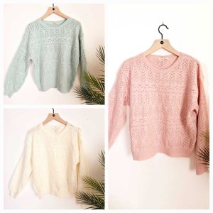 Pull maille “dentelle” (plusieurs coloris)