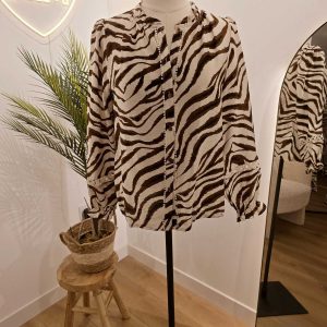 Chemise manches longue imprimé zébré