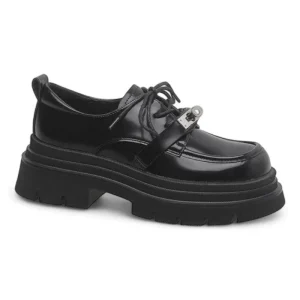 mocassin orthopédique femme à lacets en cuir verni