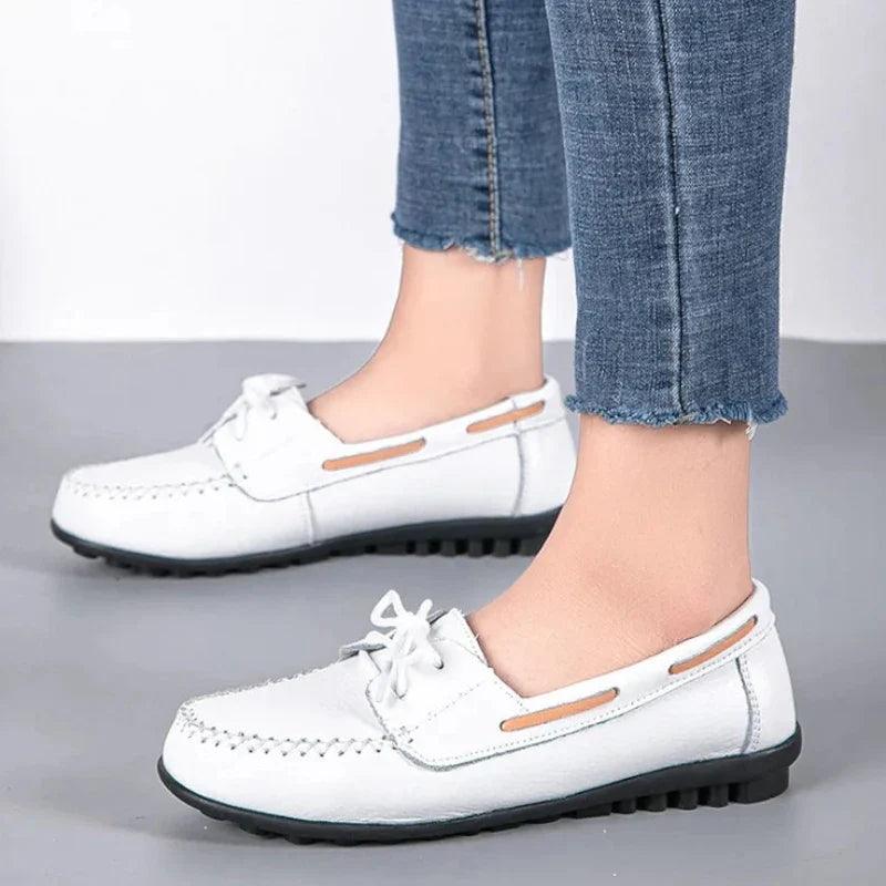 mocassin orthopédique femme plats en cuir à lacets – Image 2