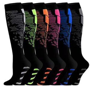 Chaussettes de ski de compression à motifs géométriques