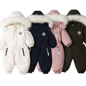 Combinaison de ski bébé chaude et imperméable avec fourrure