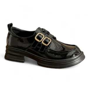 mocassin orthopédique femme vernis à deux boucles