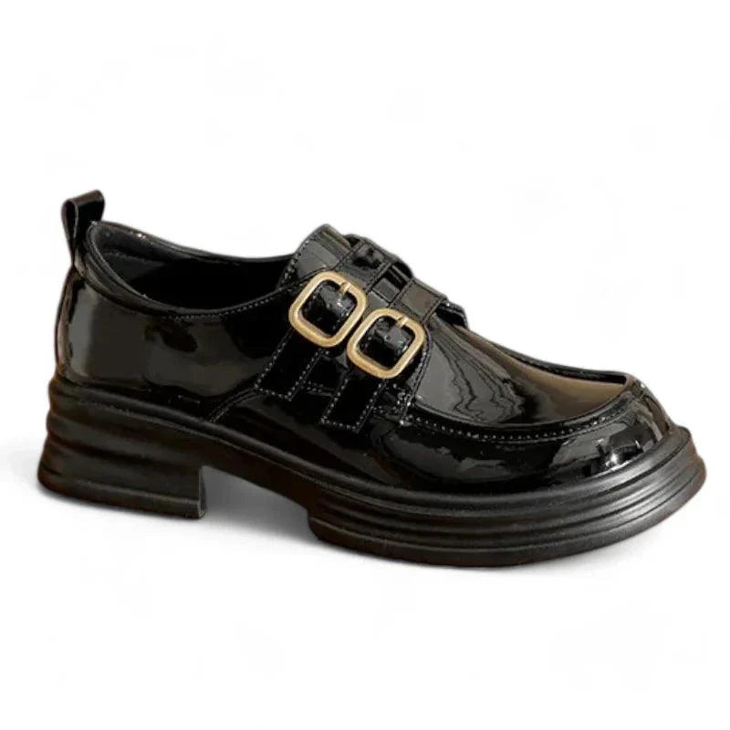 mocassin orthopédique femme vernis à deux boucles