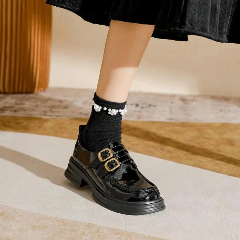 mocassin orthopédique femme vernis à deux boucles – Image 4