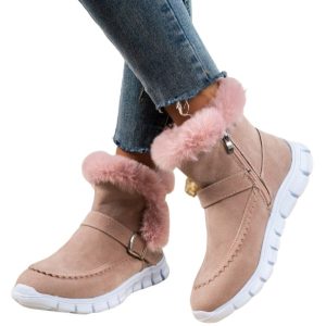 Après-ski femme en daim avec fourrure confort