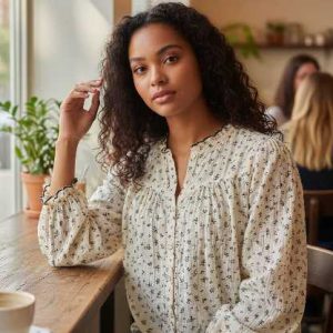 Chemisier en coton à fleurs