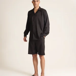 BLACK SATIN BERMUDA