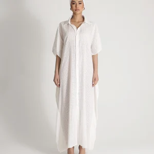 EMBROIDERED COTTON SHIRT DRESS
