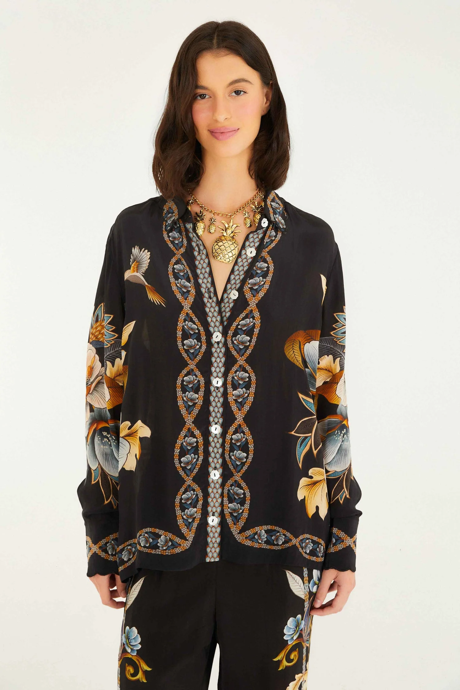 Chemisier black floral snake – Image 4