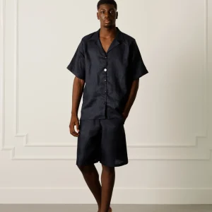 Bermuda bleu nuit en lin