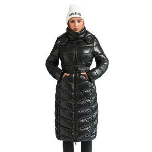 Manteau ski femme doudoune longue noire