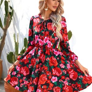 Mini robe de soirée à imprimé floral pour femme