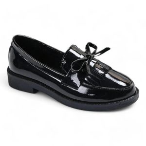 mocassin orthopédique femme vernis à nœuds