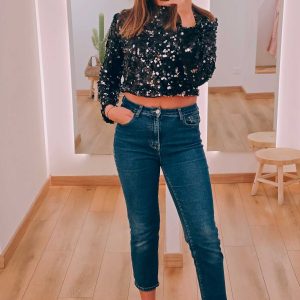 Top sequins noir soirée
