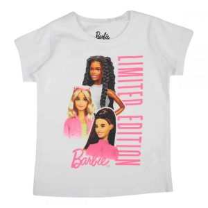 T-shirt blanc manches courtes Fille Barbie – Confort et style pour les petites fashionistas