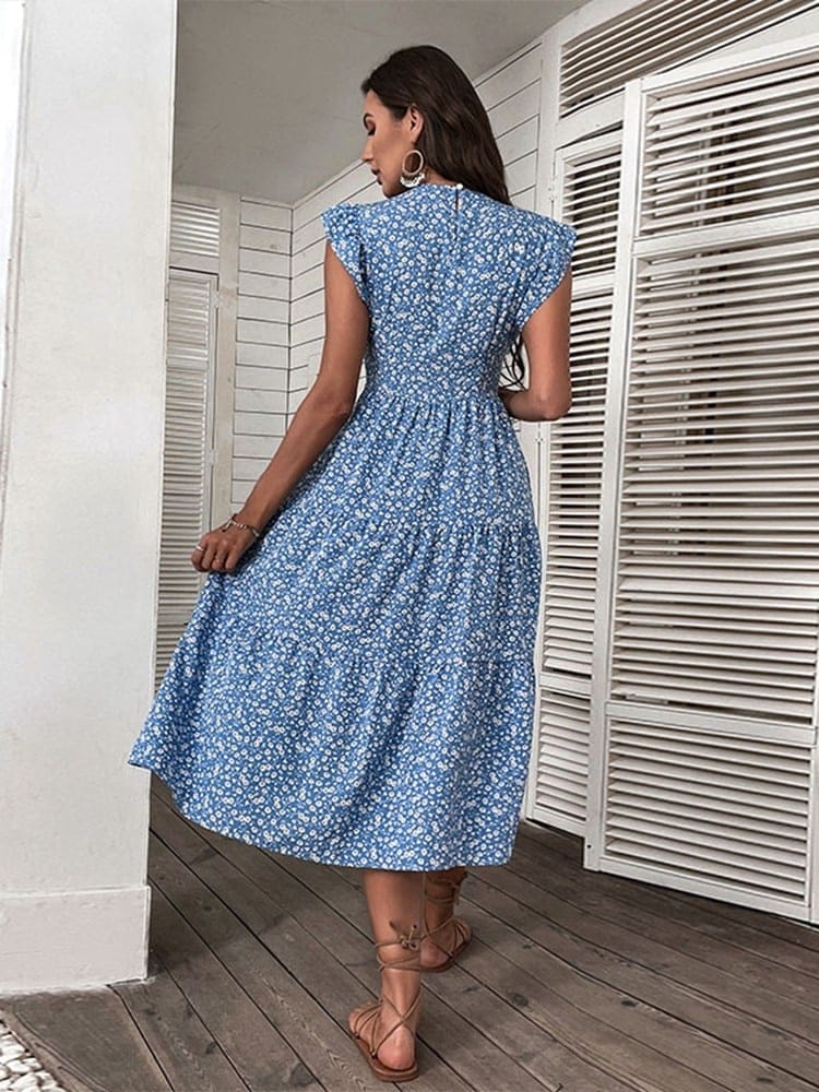 Robe midi chic à fleurs pour femmes – Image 2