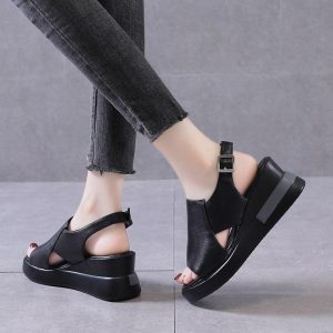 Sandales Orthopédiques Femme à Semelle Compensée en cuir - VINI