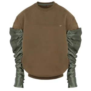 Sweatshirt vert foncé à manches satin